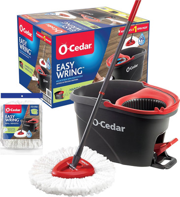 Spin Mop Easywring Spinmop, Mikrofaser, Rot/Grau, with 1 Extra Refill