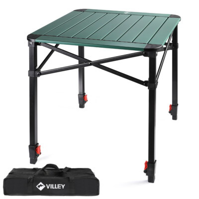 VILLEY Medium Folding Aluminum Camping Table w/ Carry Bag Picnic BBQ Outdoor Use