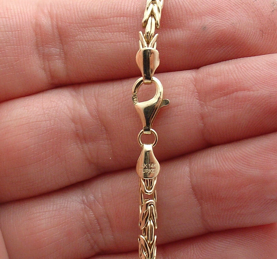 Shiny Round Byzantine Bracelet with Lobster Clasp Lock Real 14K Yellow Gold QVC - Image 3 of 4