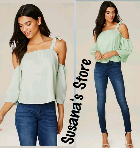 NWT BEBE SIZE L Bella Tie Shoulder Top Cold-shoulder, style-upgrade top!!