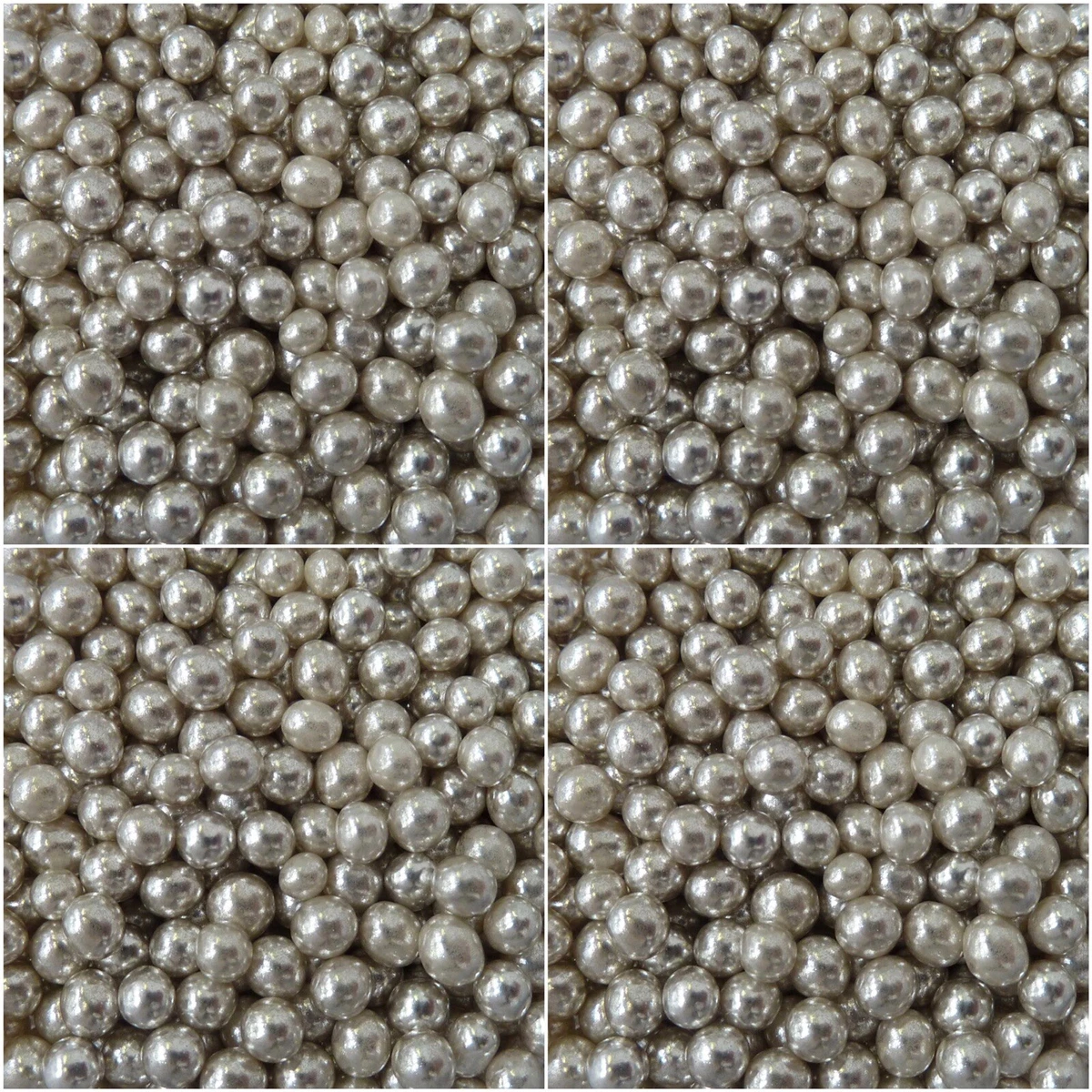 4mm Silver Edible Pearls Non Pareils Dragees Sugar Balls Cake Decorations  20g