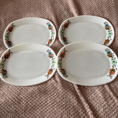 4 x Vintage JAJ PYREX CARNABY TEMPO DESIGN 12'' STEAKTELLER