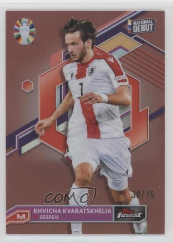 Khvicha Kvaratskhelia [Gold Refractor] #31 2023 Topps Finest Road to UEFA EURO card