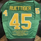 Rudy Ruettiger Signed Autographed Green Stat Football Jersey BAS COA Notre Dame
