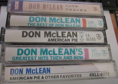 DON MCLEAN 5 Cassette Tape LOT Singer Songwriter American Pie Love Tracks Best