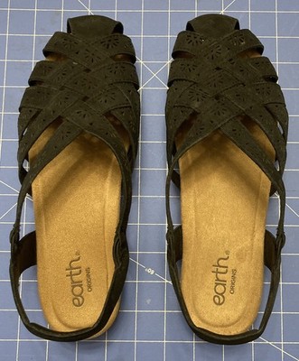 Earth Origins Briel Round Toe Casual Slingback Flat Sandals Size 10W - Brand new