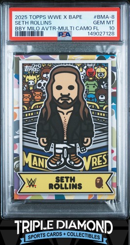 2025 Topps WWE X Bape Seth Rollins Baby Milo Avatar Multi Camo #1/5 PSA 10 B497