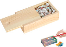 Unfinished Wood Storage Box with Slide Lid, DIY Unpainted Wooden Keepsake Box