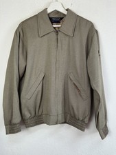 Sunderland of Scotland Herringbone Zip Jacket Tan Golf Harrington Small USA Made