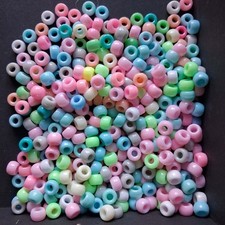 400 x Pastel PONY BEADS Hair Braids Jewelry Crafting Dreadlocks round 6mm x 9mm