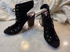 Carlos Faux Suede Lace Up Peek A Boo Shoes Heels  Sz 8
