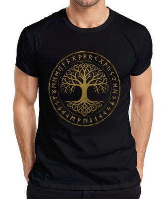 Yggdrasil Tree of Life Celtic Norse Runes Mysticism Viking Men's T-Shirt