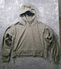 Athleta L Farallon Camo Cropped Hoodie Sweatshirt Green Gray