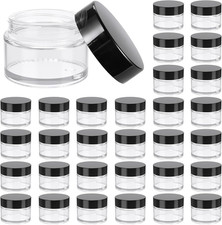 1oz Glass Jar with Lid Pack of 30, Clear Round Cosmetic Containers with Inner