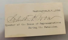 Galusha A. Grow (d.1907) Speaker of the House Signed Autograph Card