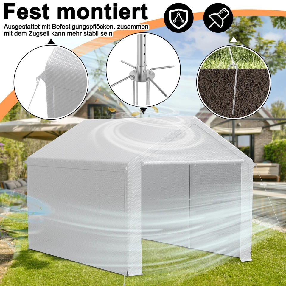 Carport Tent Garage, Waterproof Storage Tent with PE Roof, Garage Tent - Image 3 of 4