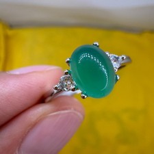 925 Sterling Silver Ring Oval 8x6mm Green Natural Emerald Gemstone Zircon Gift