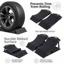 4 Pack Black Anti-Slip Hard Plastic Tire Saver Ramps for Backyard Garden