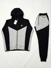 Nike Two-Tone Men’s Tech Fleece Tracksuit – Black/Grey – Hoodie + Joggers