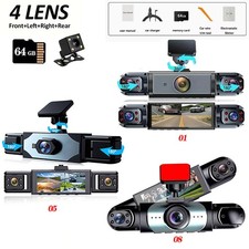 4 Channel Car Dash Cam Front Rear Inside 360 Dash Cam FHD 1080P Car Camera 64GB