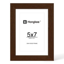 5x7 Oak Wood Picture Frame, Display Photos 4 x 6 with Mat or 5 x 7 without Ma...