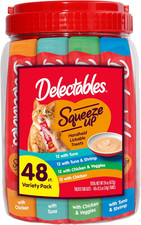 Squeeze up Variety Pack, Creamy Squeezable Puree, Lickable Wet Cat Treats, Grain