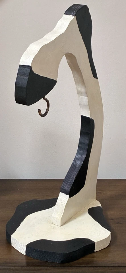 Cow Hoof Banana Holder Hanger Tree Black White Wood Countertop Farm Handmade 15" - Image 4 of 4