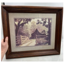 Vintage Rustic Barn Farmhouse Landscape Framed Art Print Wall Decor