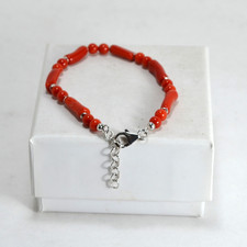 BRACCIALE IN ARGENTO 925 CON CORALLO ROSSO PICCOLO 15 centimetri reg.  AGRP 0174
