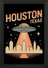 Listing image for Houston Texas UFO Abduction Illustr Framed Wall Art Poster Canvas Print Picture