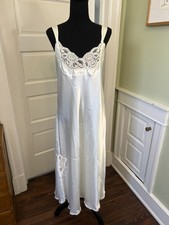 Jones New York Ivory Satin Long Sleeveless Nightgown Bridal Large