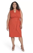 Calvin klein Women’s Plus Size Belted Midi Dress- Clay, Size-18W