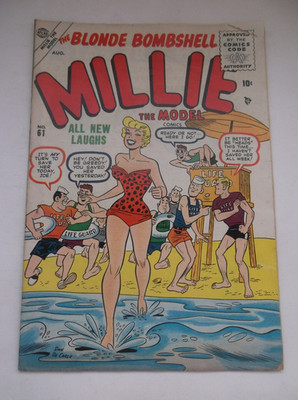 ATLAS/MARVEL: MILLIE THE MODEL #61, SEXY BIKINI COVER, HTF GA, 1955, VG/FN (5.0)