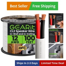 16/2 Speaker Wire 100 Feet 16AWG Gauge - in Wall Audio Speaker Wire Cable / C...