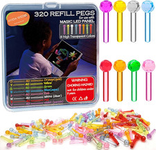 320Pcs Pegs Refill for Light Brite,Light Bright Glow Pegs 8 Colors with Excelle