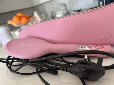 Rosa GHD Glide glättende heiße Bürste in Box mit hitzebeständigem Beutel UK Stecker