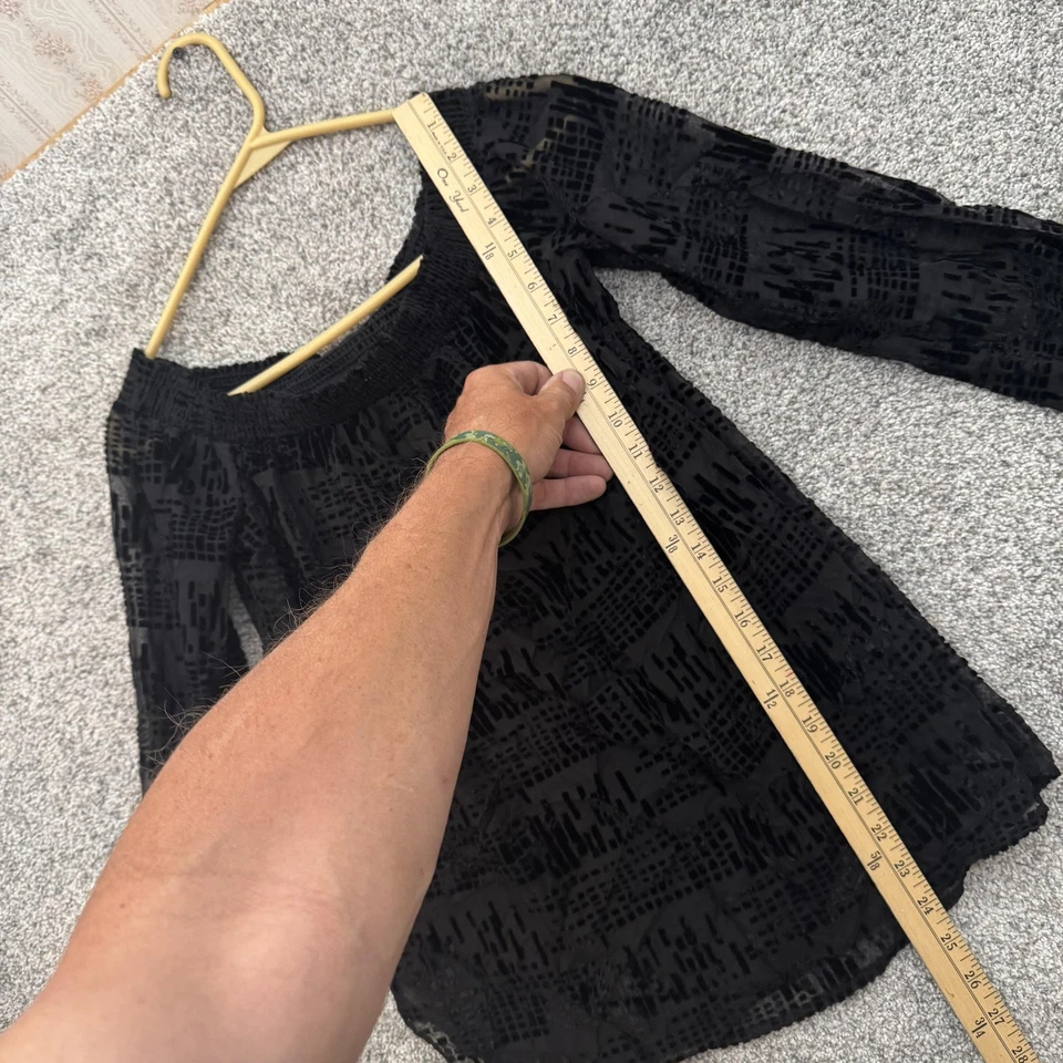 Blusa Bailey 44 Mujer Pequeña Negra Terciopelo Transparente Burnout Hombro Descubierto Top EE. UU. Foto 2 de 4