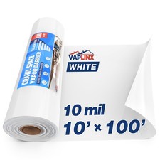 White Crawl Space Vapor Barrier, 10 Mil Vapor Barrier, 10' x 100', Heavy Duty...