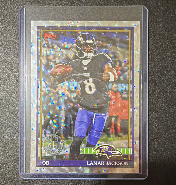 Topps Finest 2025 Lamar Jackson Baltimore Ravens Refractor Card #91TF-7