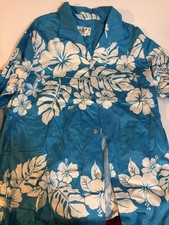 The Ritz Blue Hawaiian Vintage Shirt Button Up Made In USA Honolulu Large Sh1