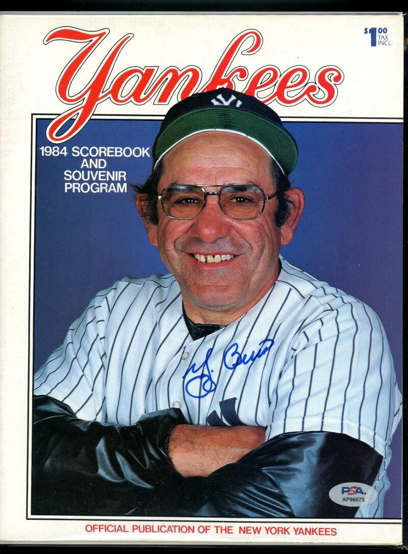 Yogi Berra PSA DNA Signed 1984 Yankees Scorebook Program Autograph