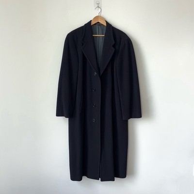 Giorgio Armani 100% Wool Full Length Overcoat Dark Navy Italy Le Collezioni