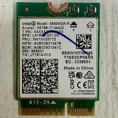 Intel 9560NGW WiFi + Bluetooth 5 M.2 NGFF Card   FRU 5W10V25772   Tested Working