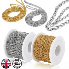 Stainless Steel Flat Cable Link Chain Necklace Real GOLD PVD Jewellery Making
