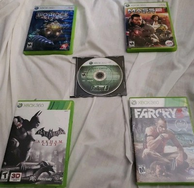 Lot of 5 Xbox 360 Video Games Farcry 3, Fallout 3, Bioshock 2,Batman Arkham City