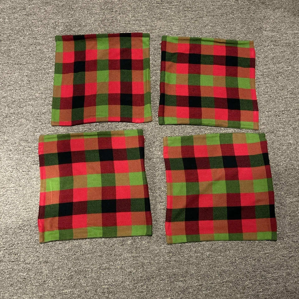 Набор из 4 ящиков и бочек 18 x 18 дюймов наволочка в клетку зеленый/красный/черный рождественский - Изображение 4 из 4