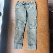 Cat Jack Boys Olive Green Jogger Pants Size 5T Elastic Waist Reinforced Knee