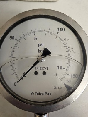 Tetra Pak Pressure Gauge, 0-160 Psi, 11bars. Triclamp 1 1/2'' New