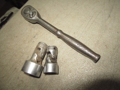 Vtg Snap-on 3/8'' drive GF-70S ratchet wrench & 2 flex head sockets 5/8 & 7/8'' - Picture 5 of 19