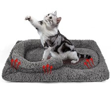Self Warming Cat Bed Mat with U-Shaped Pillow -24x18 Soft Thickened Thermal